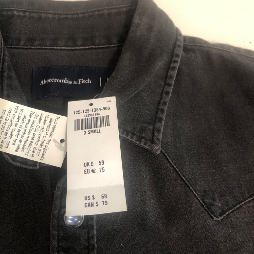 Abercrombie & Fitch black stonewashed western shirt with snaps - Picture 4 of 5